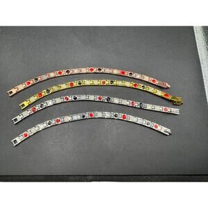 Vtg Rose Gold Silver Gold Tone Germanium Healing Magnetic Bracelets Lot Of 4